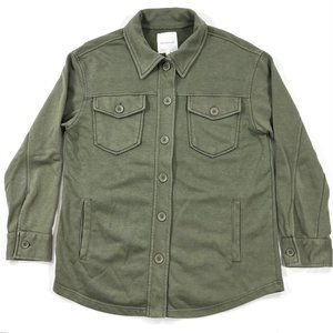 Avec Les Filles Oversized Shirt Jacket Womens Medium Terry Shacket Army Green